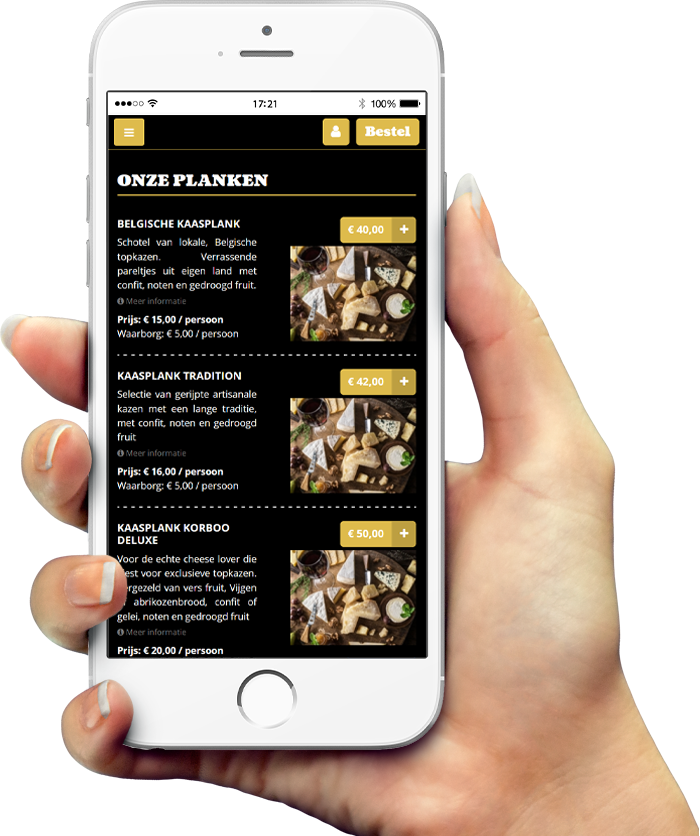 Voorbeeld van onze app op smartphone